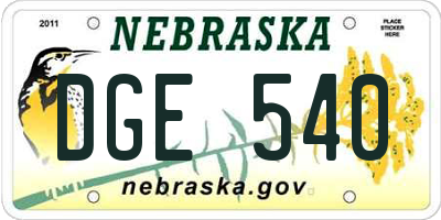 NE license plate DGE540