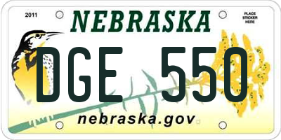 NE license plate DGE550