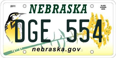 NE license plate DGE554