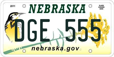 NE license plate DGE555