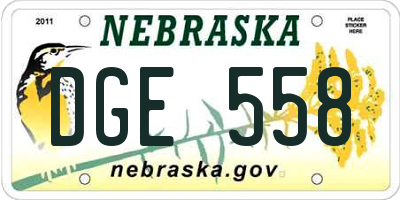 NE license plate DGE558