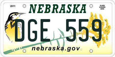 NE license plate DGE559