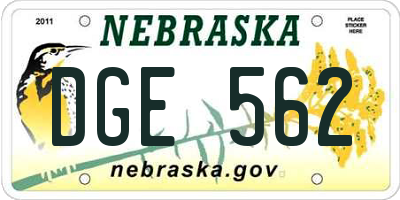 NE license plate DGE562