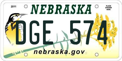 NE license plate DGE574
