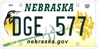 NE license plate DGE577