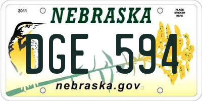 NE license plate DGE594