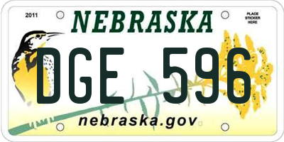 NE license plate DGE596