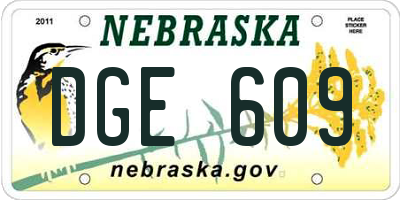 NE license plate DGE609