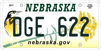 NE license plate DGE622