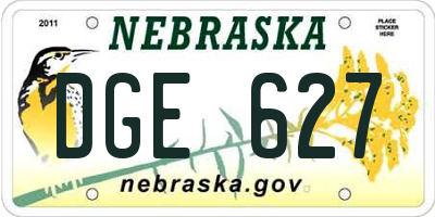 NE license plate DGE627