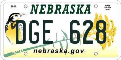 NE license plate DGE628