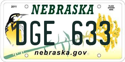 NE license plate DGE633
