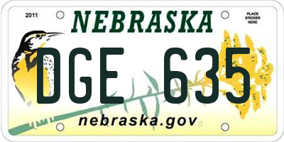 NE license plate DGE635