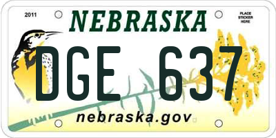 NE license plate DGE637