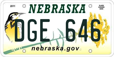 NE license plate DGE646