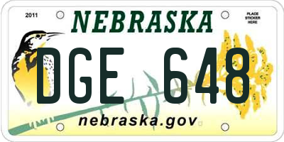 NE license plate DGE648