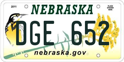 NE license plate DGE652