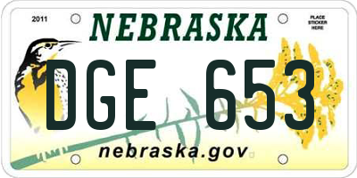 NE license plate DGE653