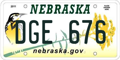 NE license plate DGE676