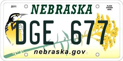 NE license plate DGE677