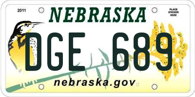 NE license plate DGE689