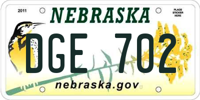 NE license plate DGE702