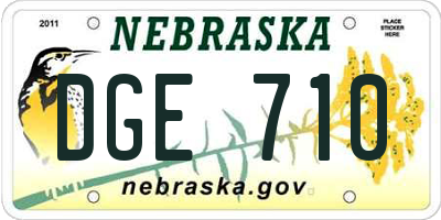 NE license plate DGE710