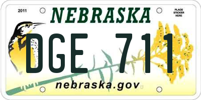 NE license plate DGE711