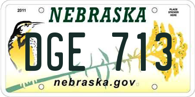 NE license plate DGE713