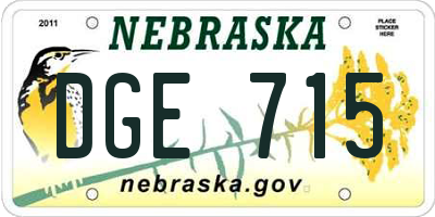 NE license plate DGE715
