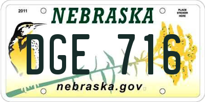 NE license plate DGE716