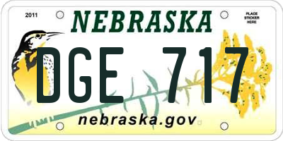 NE license plate DGE717