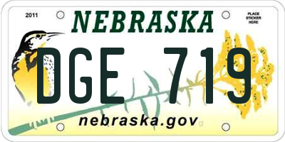NE license plate DGE719