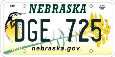 NE license plate DGE725