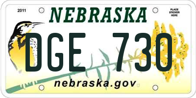NE license plate DGE730
