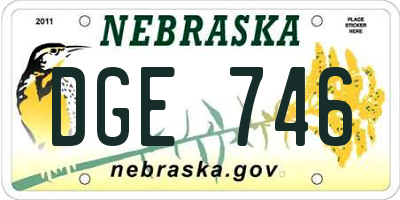 NE license plate DGE746