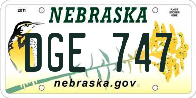 NE license plate DGE747