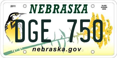 NE license plate DGE750