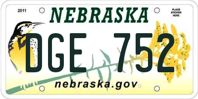 NE license plate DGE752