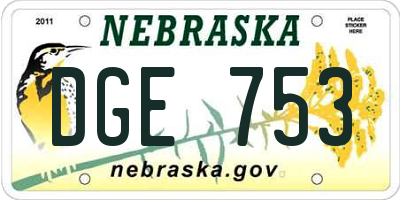 NE license plate DGE753