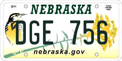 NE license plate DGE756