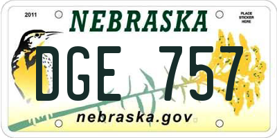 NE license plate DGE757