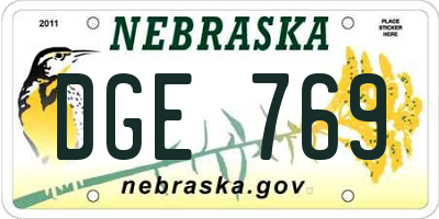 NE license plate DGE769