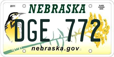 NE license plate DGE772