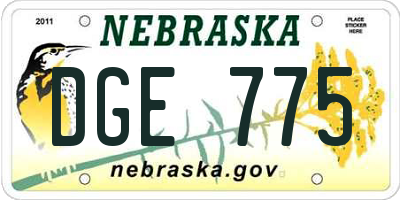 NE license plate DGE775