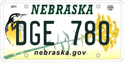 NE license plate DGE780