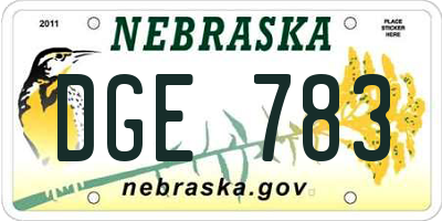 NE license plate DGE783