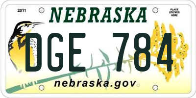 NE license plate DGE784