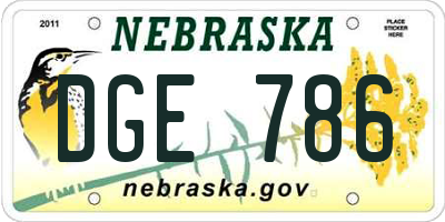 NE license plate DGE786