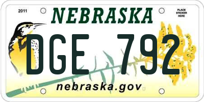 NE license plate DGE792